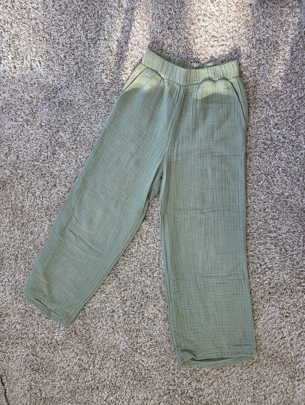 Sage Green Wide-Leg Muslin Gauze Pants